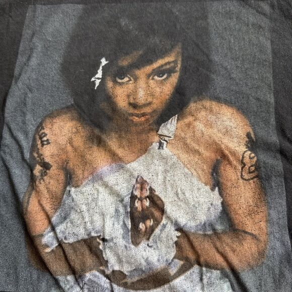 Lisa “Left Eye” Lopes Prayer Graphic T-Shirt TLC Large Black POOR CONDITION - Picture 2 of 8